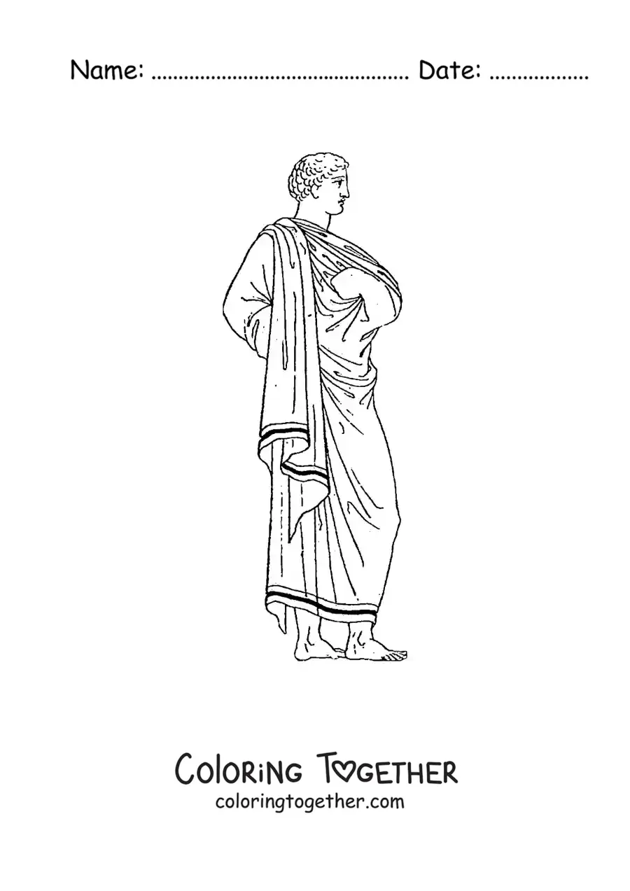 Coloring page of a man of the Greek civilization
