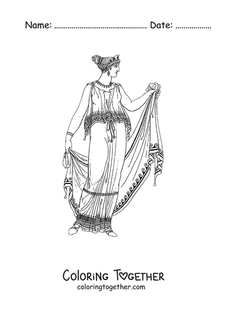 Coloring page of ancient Greek clothing