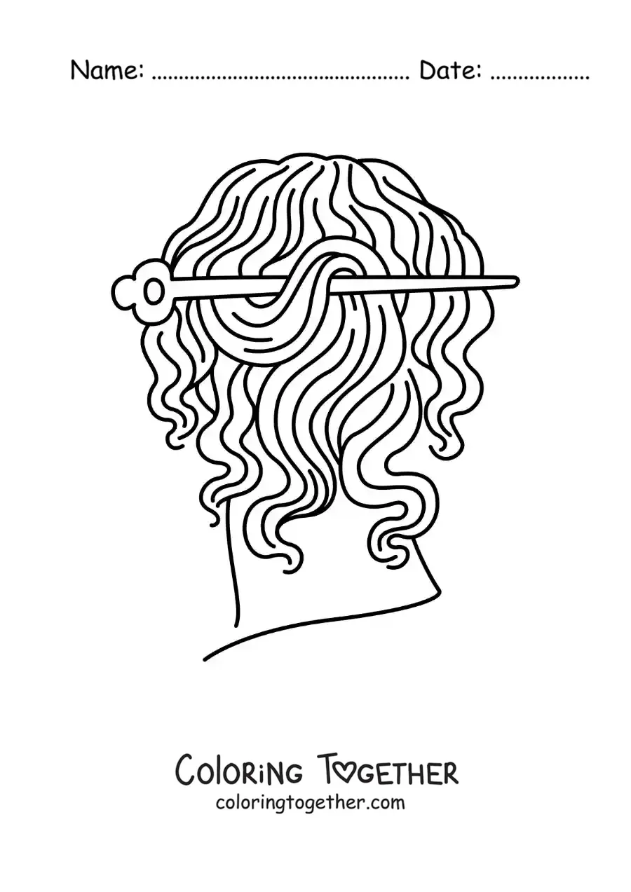 Coloring page of a Greek hairstyle