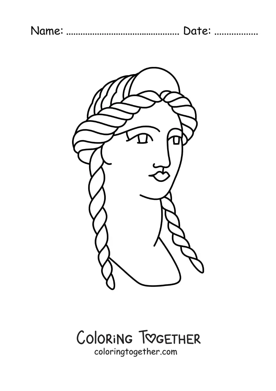 Coloring page of a face from Ancient Greece