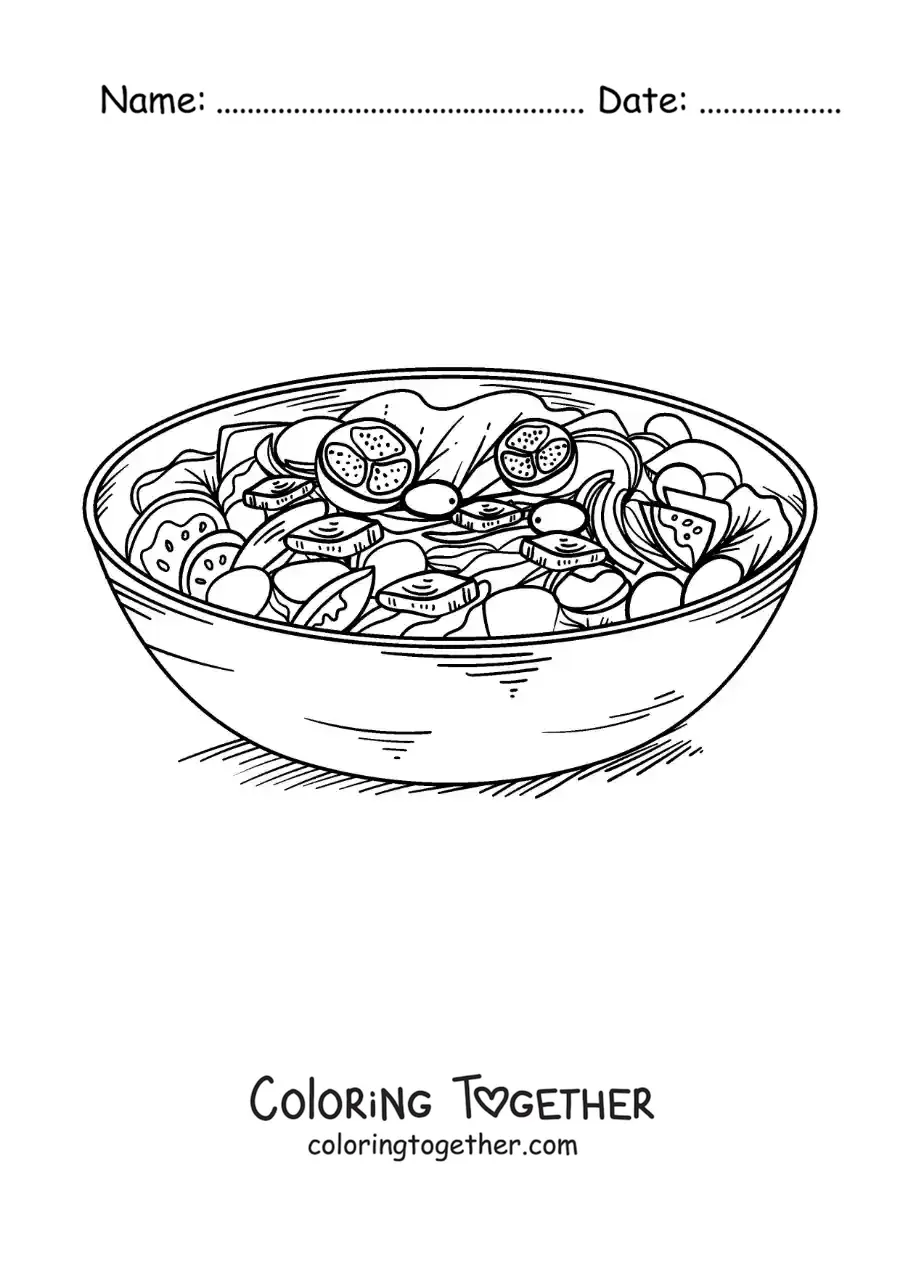 Coloring page of a dish of Greek cuisine