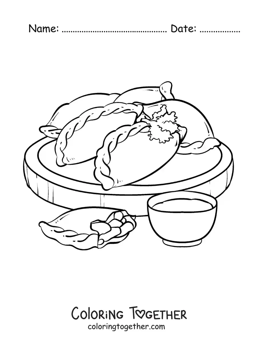 Coloring page of Spanish food