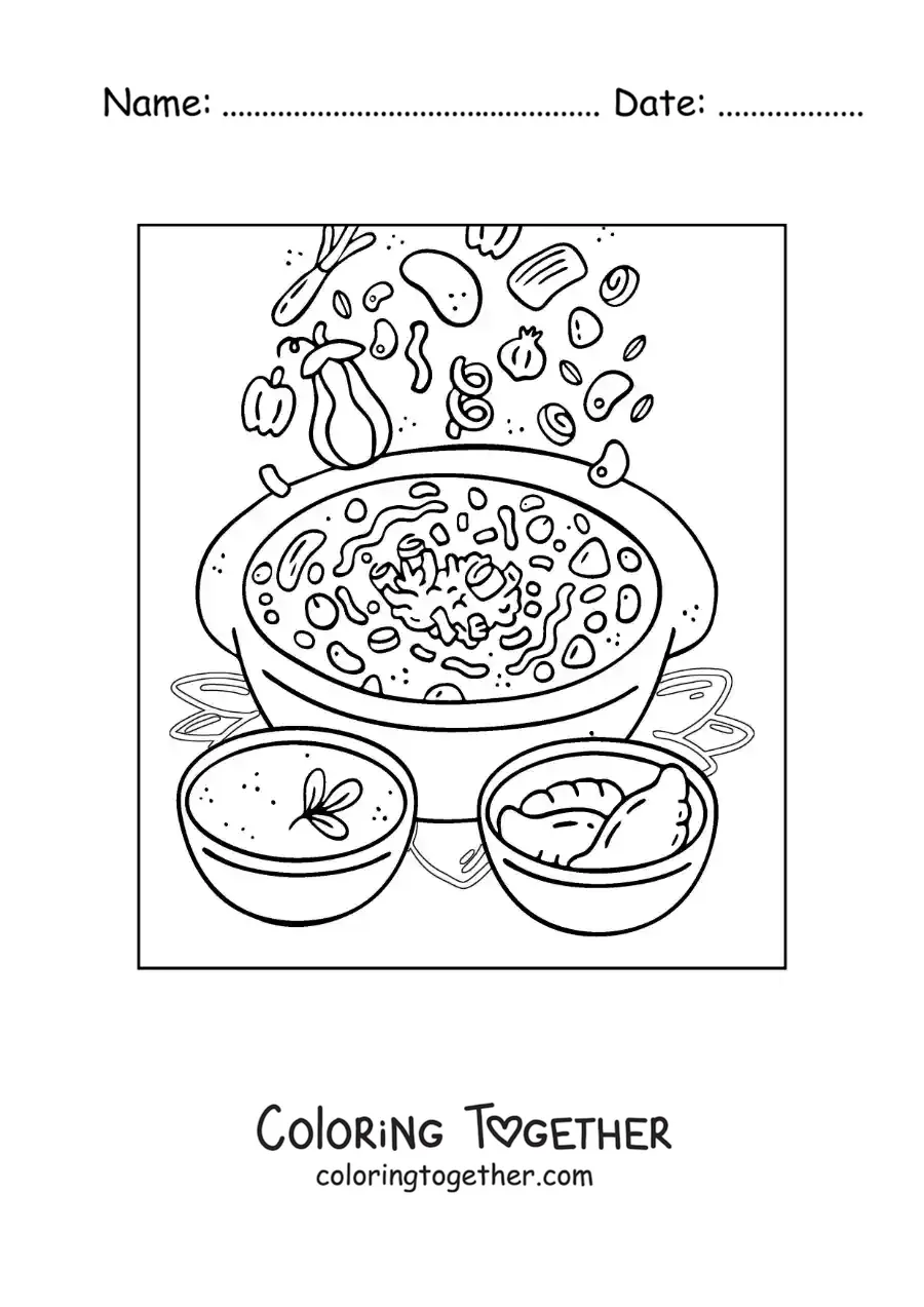 Coloring page of typical food of Argentina