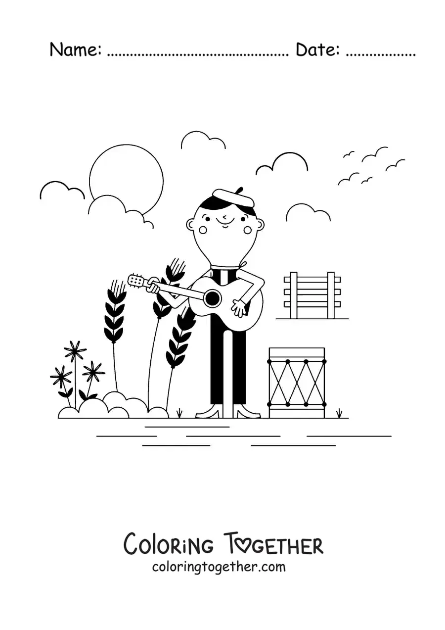 Coloring page of traditional Argentine music