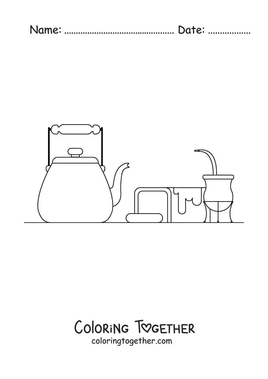 Coloring page of traditional Argentine mate