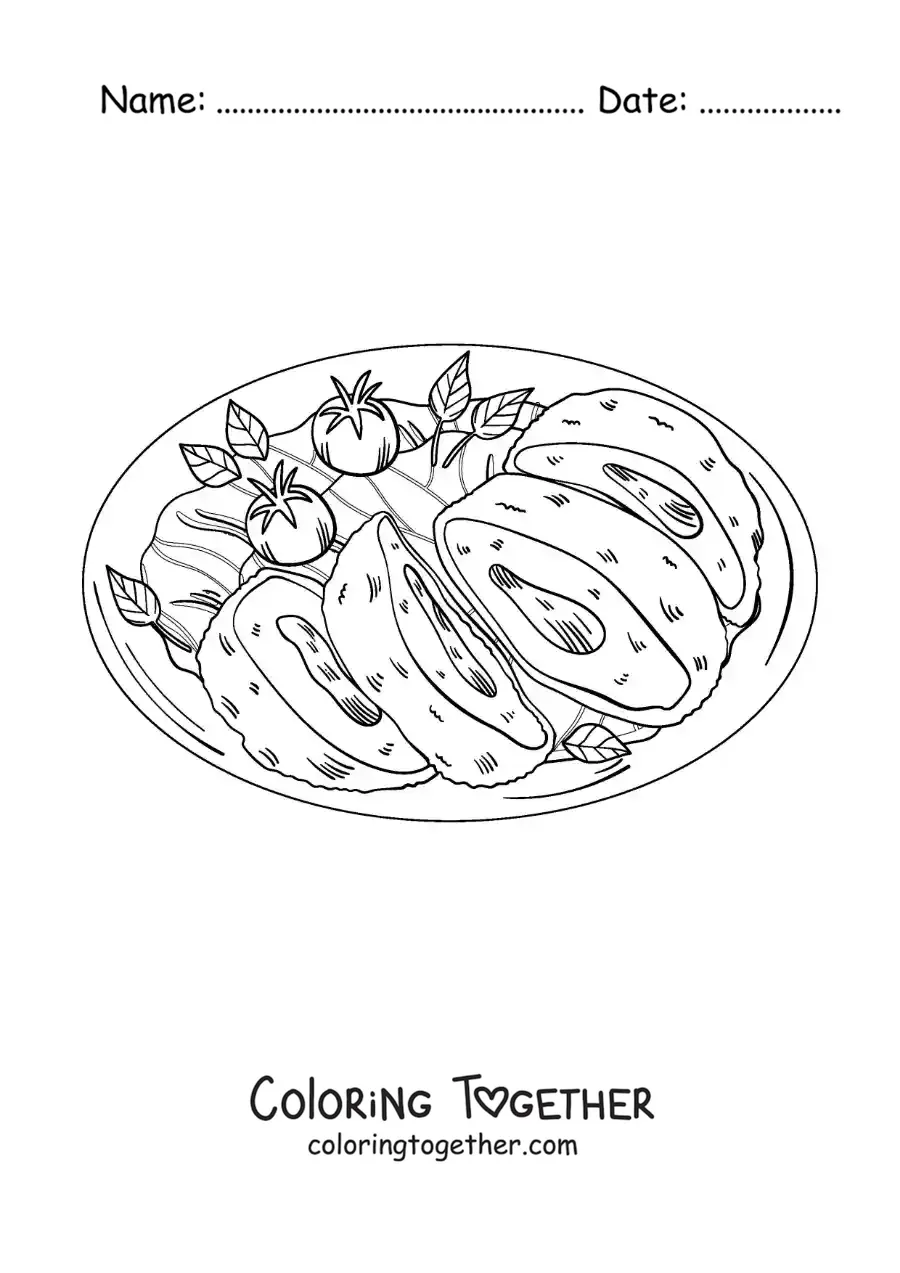 Coloring page of a traditional Russian dish