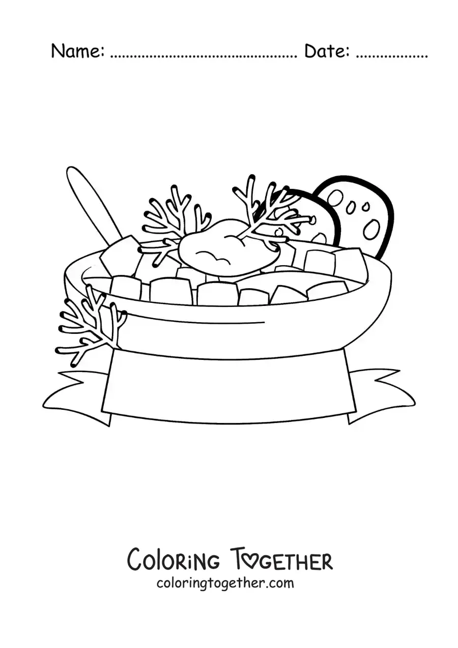 Coloring page of a dish of Russian cuisine