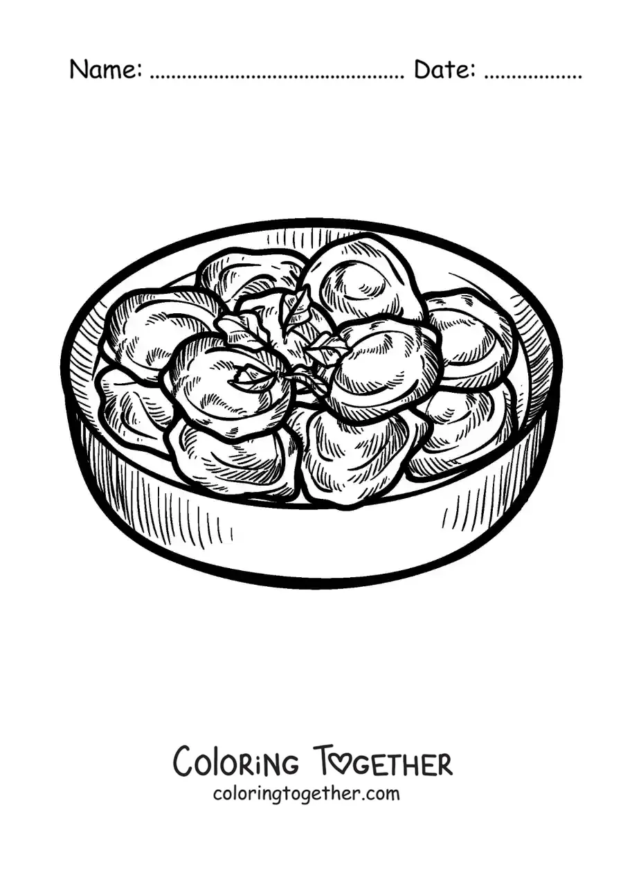 Coloring page of traditional food of Russia