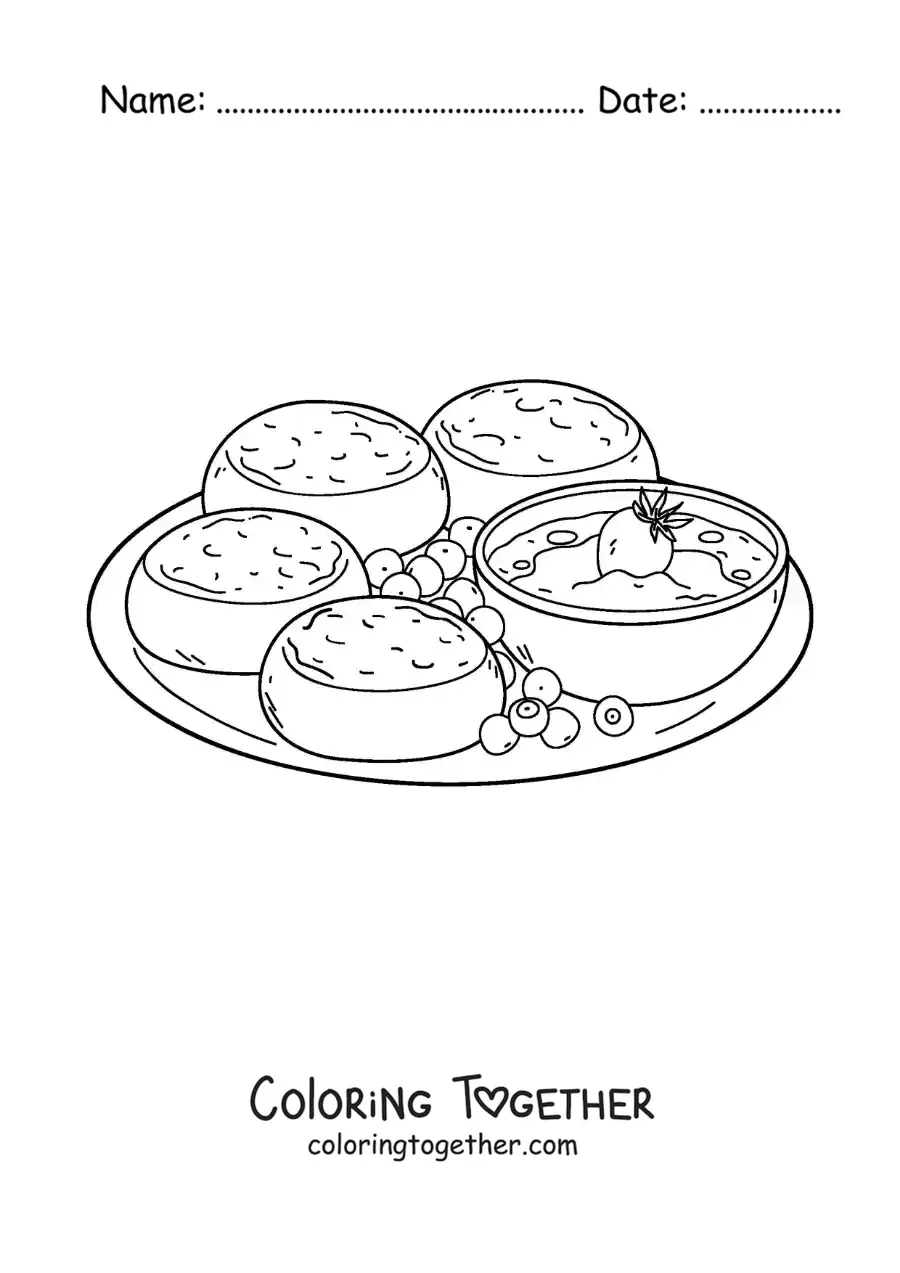 Coloring page of a traditional dessert of Russia