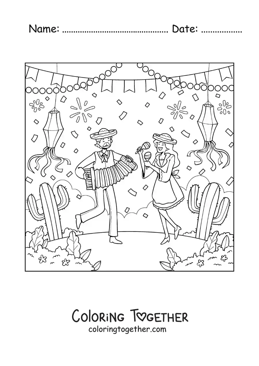 Coloring page of the June Festivals of Brazil