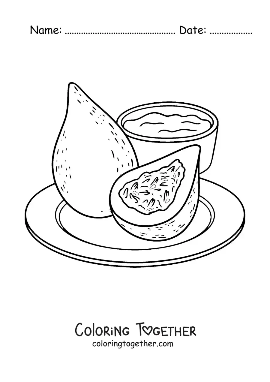 Coloring page of a traditional dish of Brazil