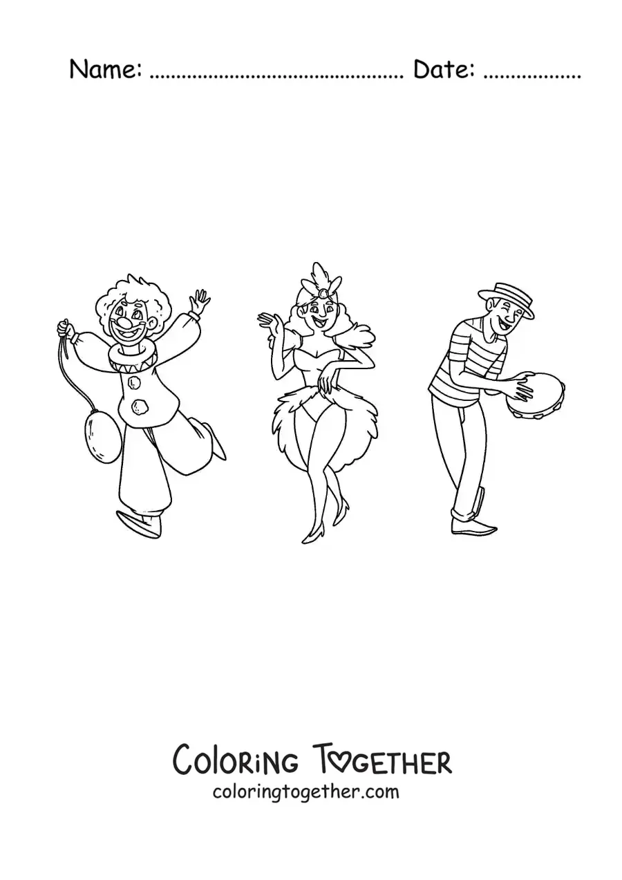 Coloring page of the Carnival of Brazil