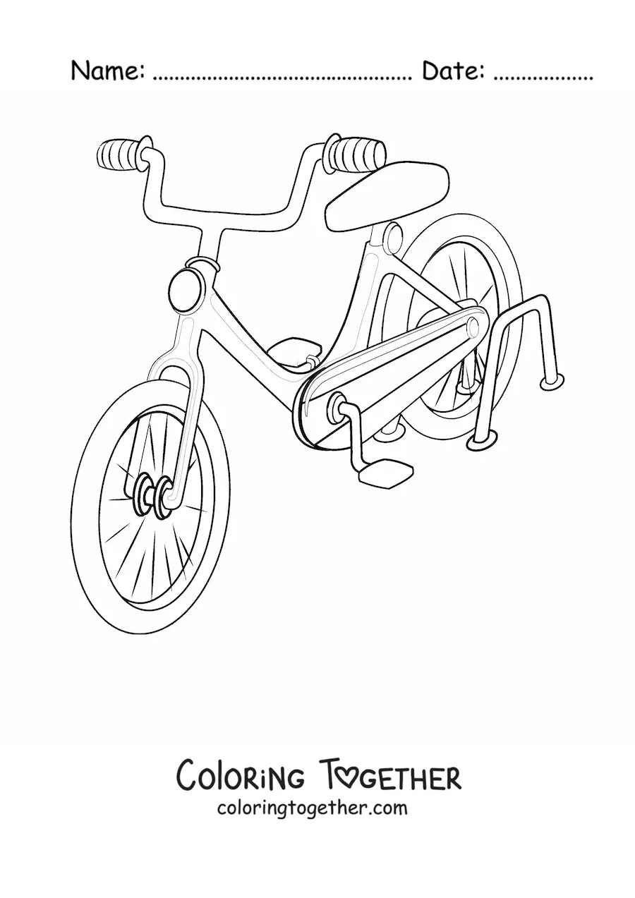 Coloring page of a bicycle with a light