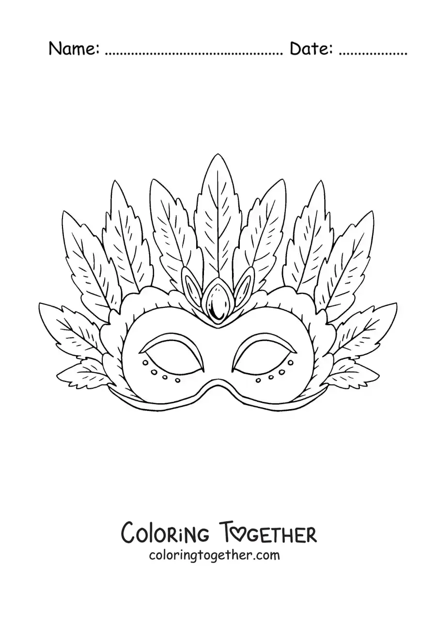 Coloring page of a mask from the Brazilian Carnival