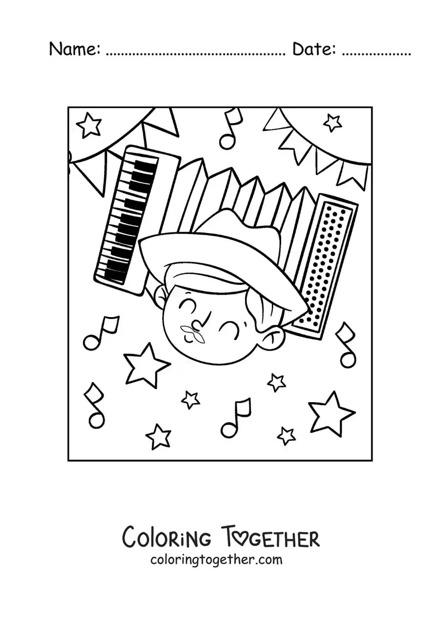 Coloring page of a Brazilian boy celebrating the June Festivals