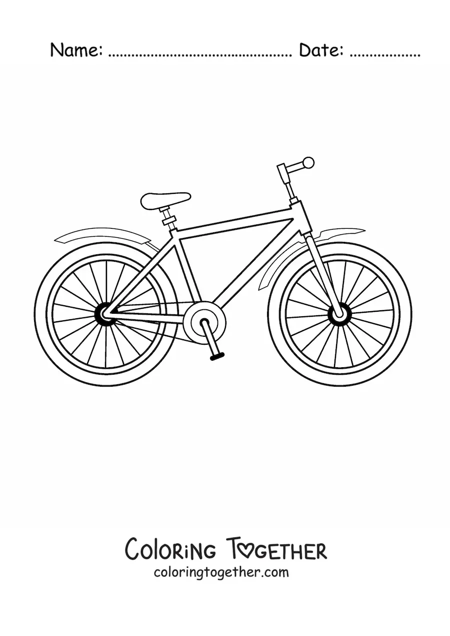 Coloring page of a bicycle
