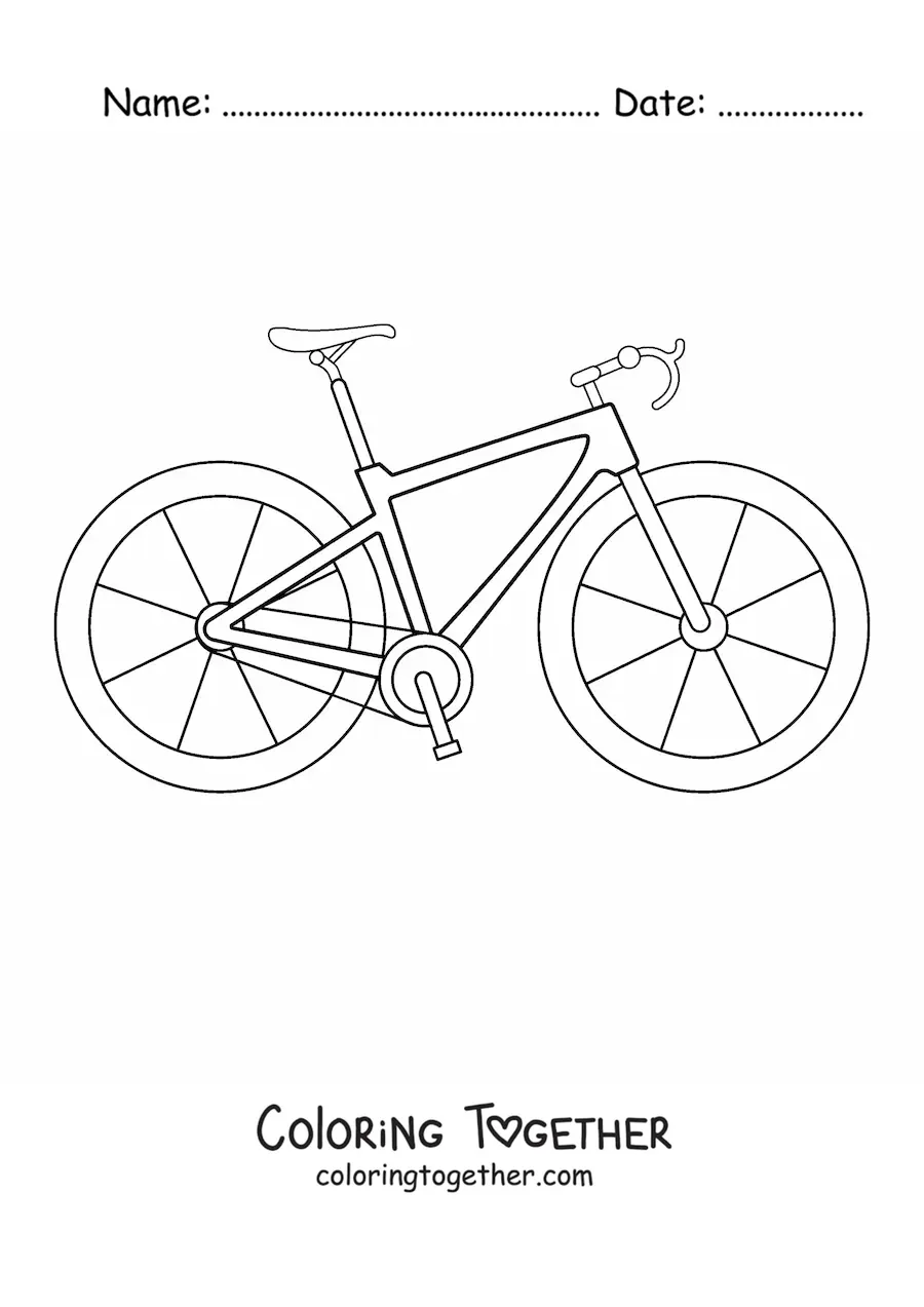Coloring page of a bicycle