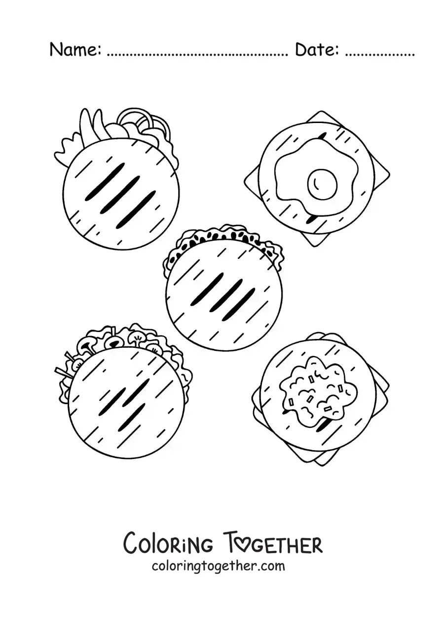 Coloring page of traditional Venezuelan food
