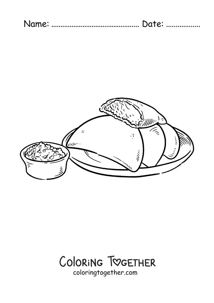 Coloring page of a traditional dish of Venezuela