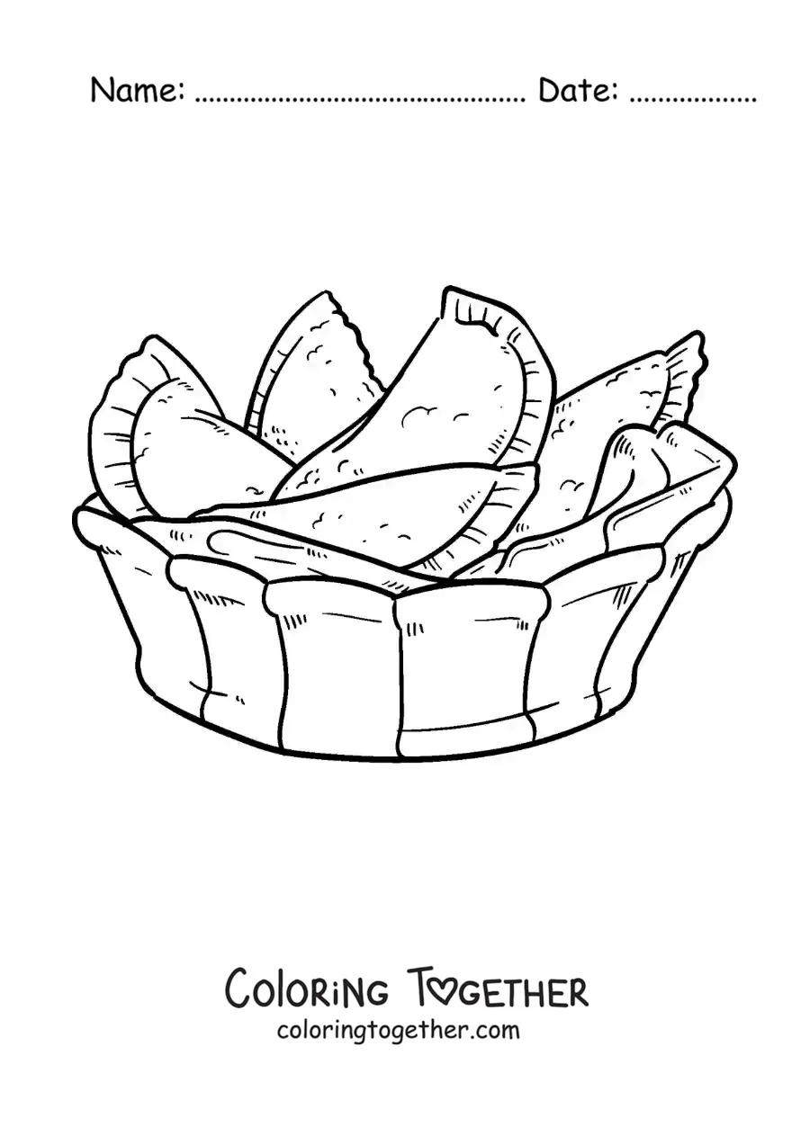 Coloring page of a typical dish of Venezuela