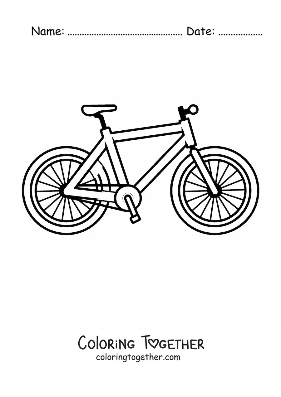 Coloring page of a bicycle