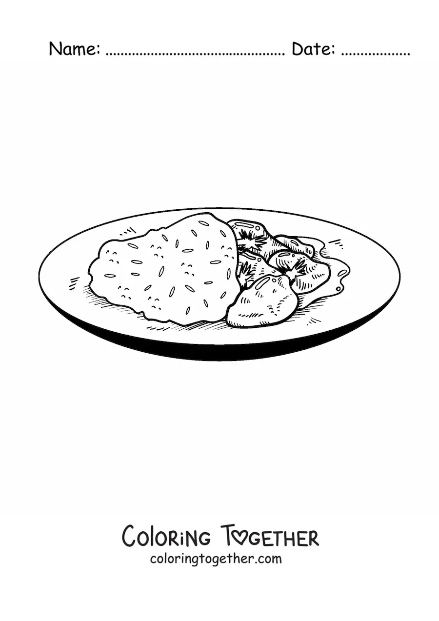 Coloring page of a dish of Indian culture