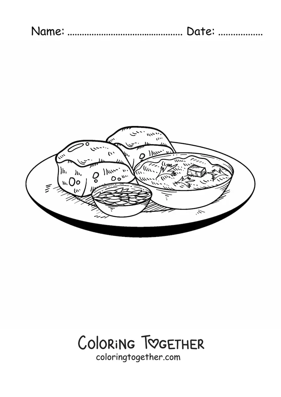 Coloring page of a dish from India