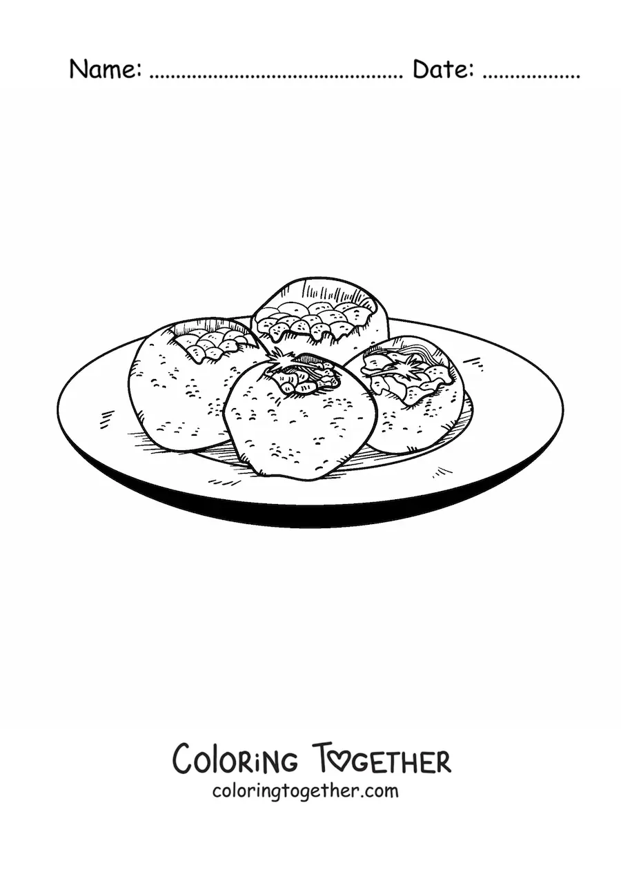 Coloring page of typical food from India