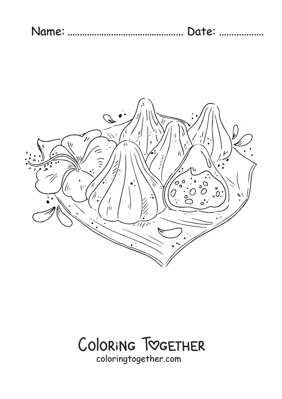 Coloring page of a typical dish from Indian culture