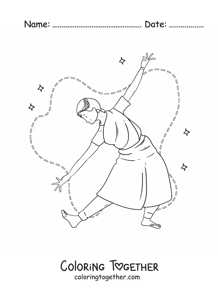 Coloring page of a dance from the culture of India