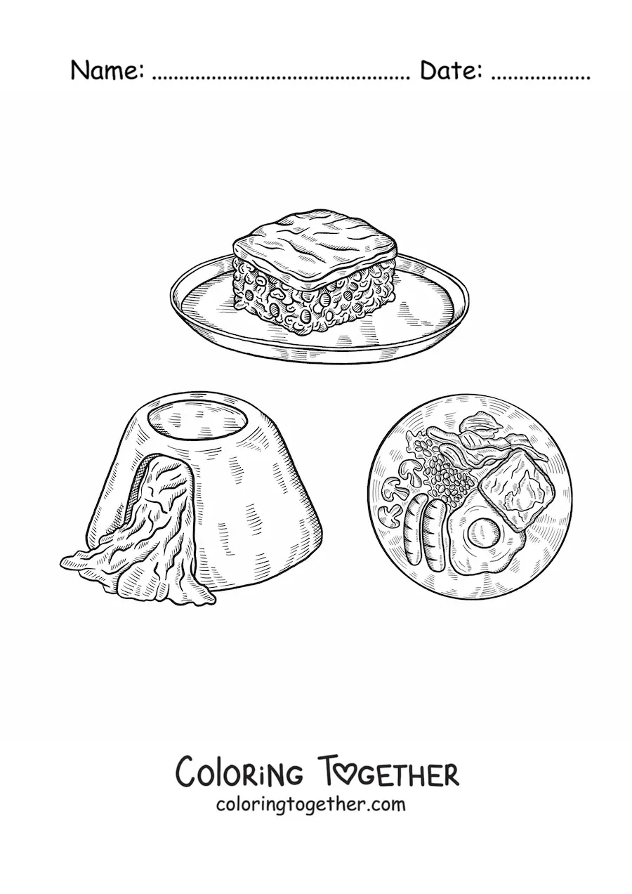 Coloring page of English dishes