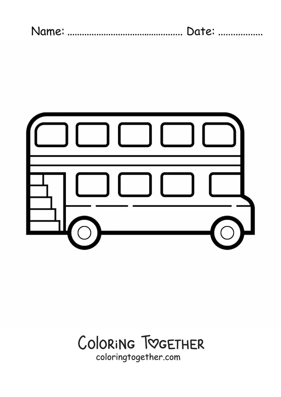 Coloring page of an easy London bus