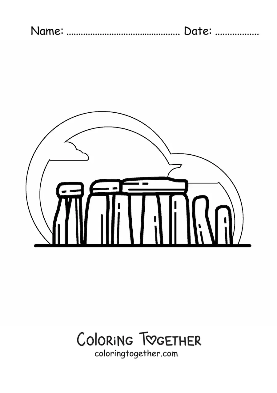 Coloring page of the Stonehenge monument