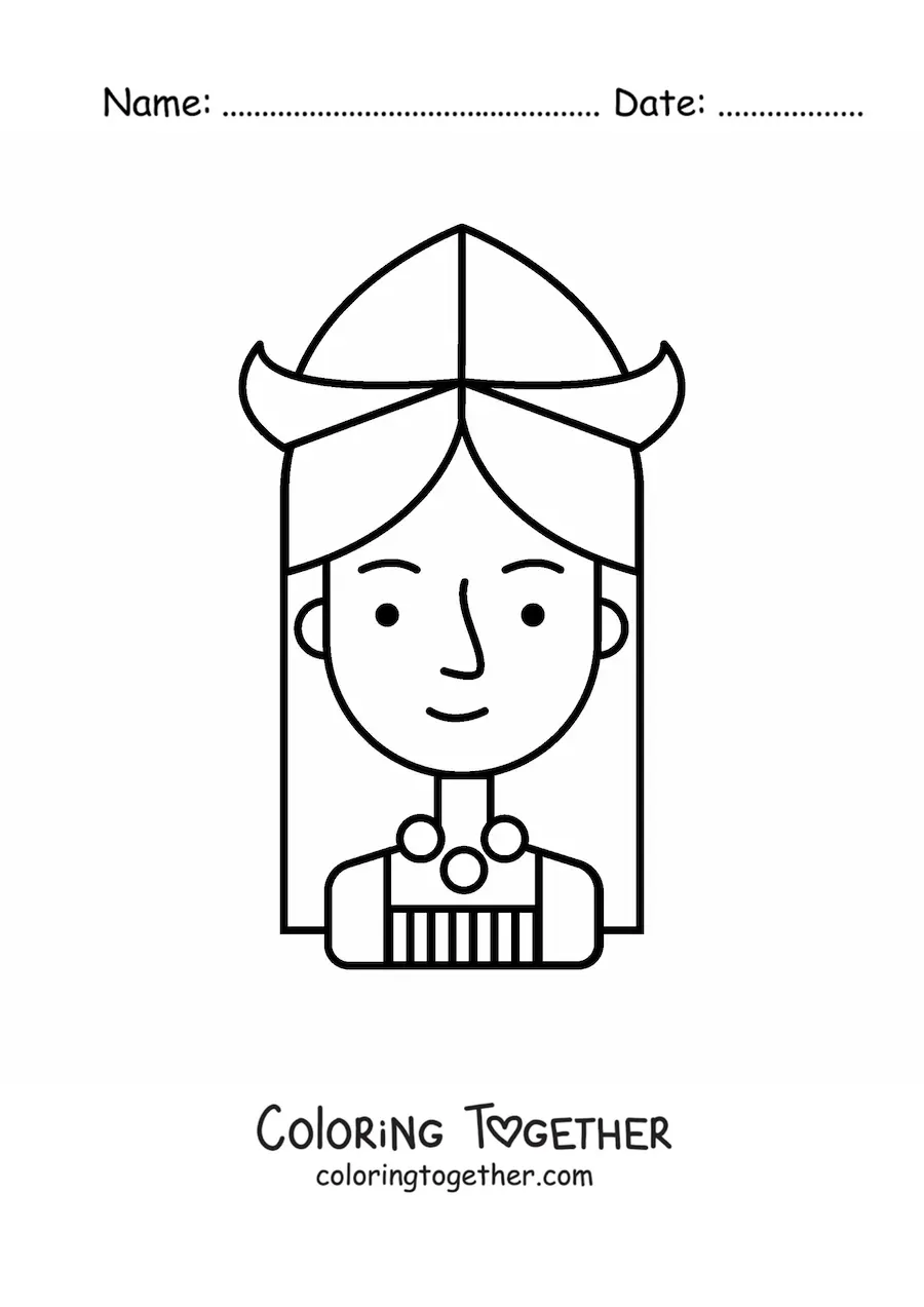 Coloring page of an easy cartoon Dutch girl