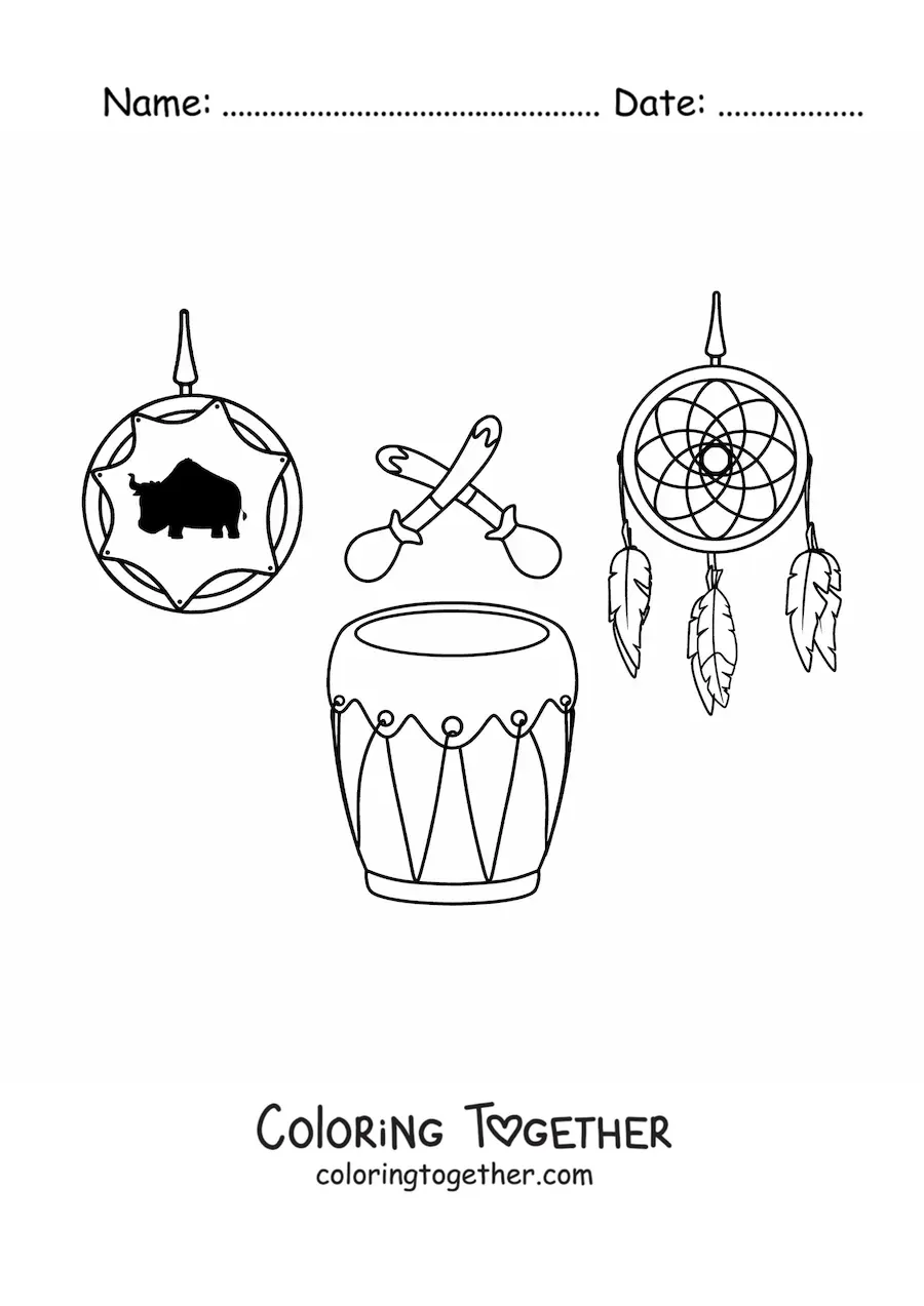 Coloring page of Native American tribal art