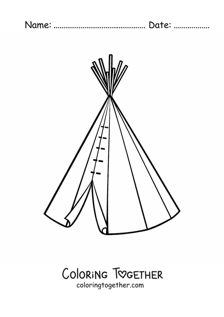 Coloring page of a tipi