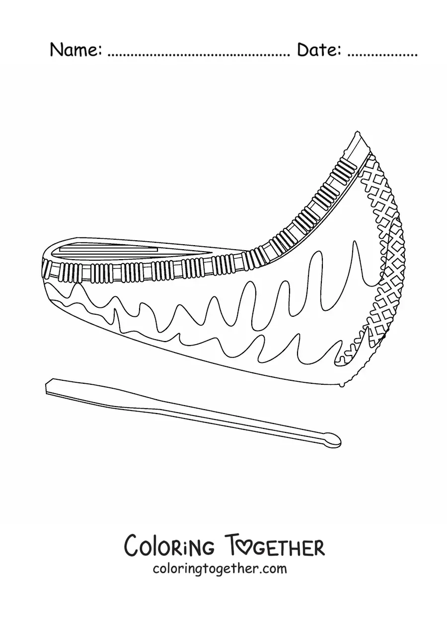 Coloring page of a Native American canoe