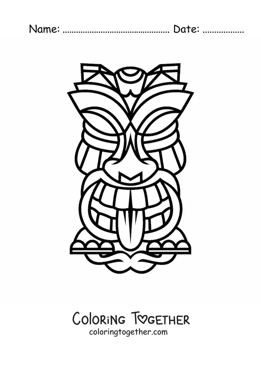 Coloring page of an easy tiki mask