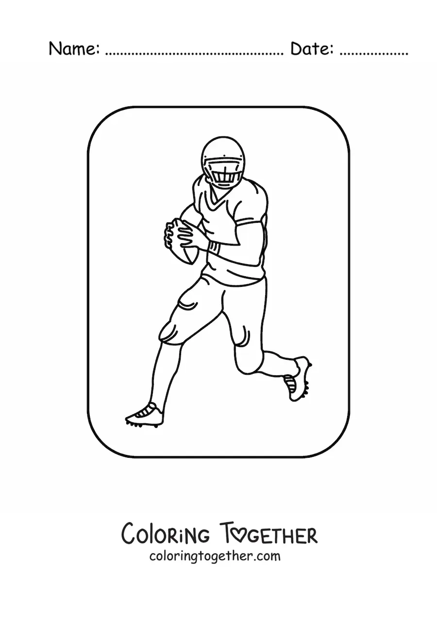Coloring page of an American football player