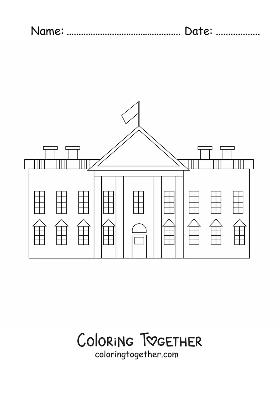 Coloring page of an easy White House