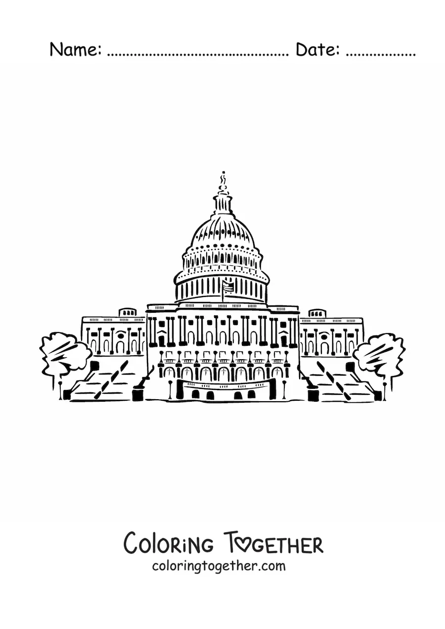 Coloring page of the White House