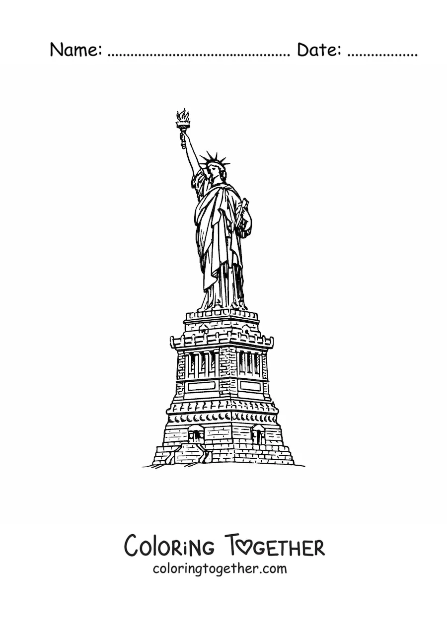 Coloring page of the Statue of Liberty