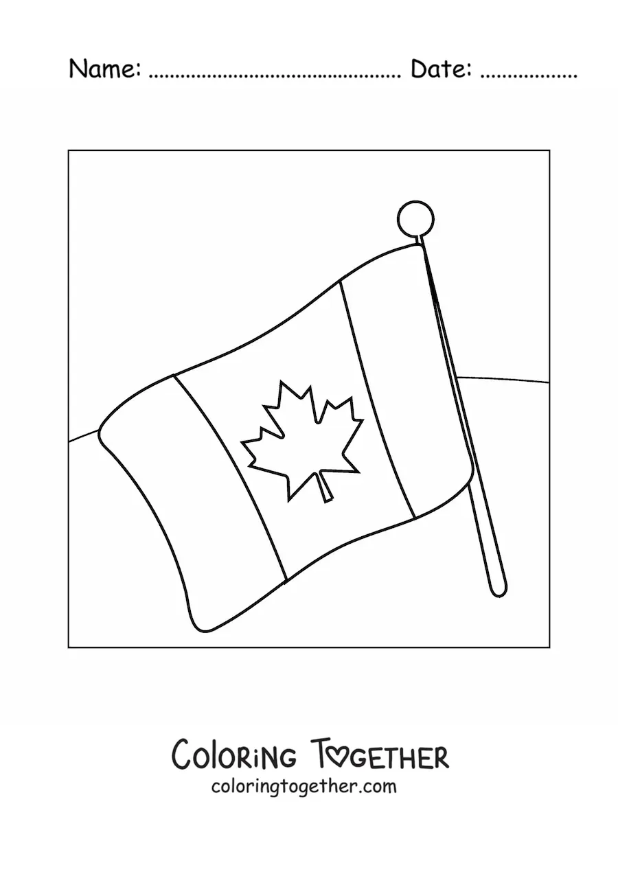 Coloring page of an easy flag of Canada