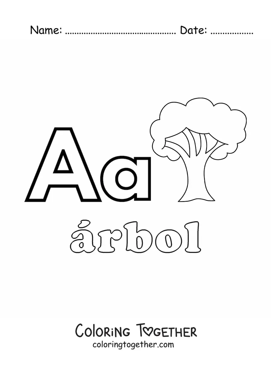 Coloring page of A is for tree