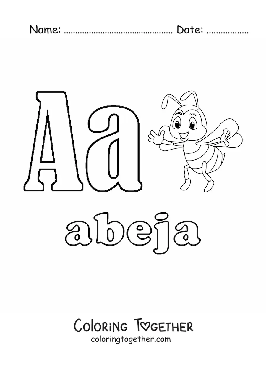 Coloring page of A is for bee