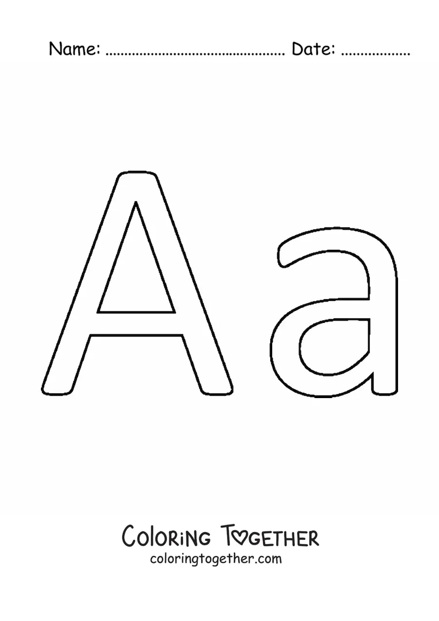Coloring page of the uppercase and lowercase letter A