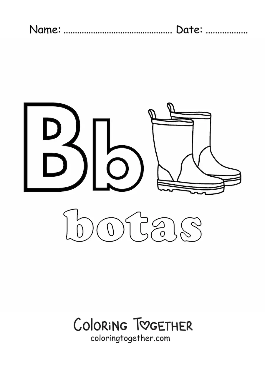 Coloring page of B is for boots