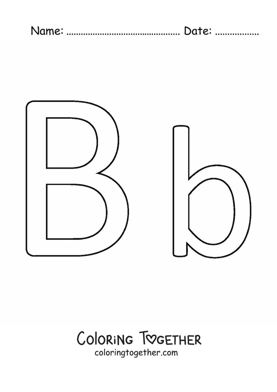 Coloring page of an easy uppercase and lowercase letter B