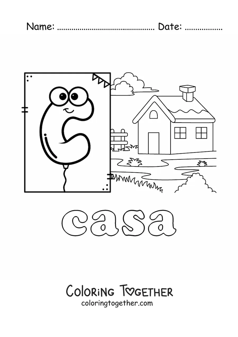 Coloring page of C is for house