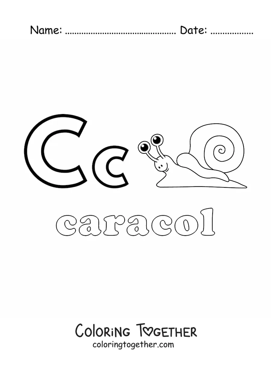 Coloring page of C is for snail